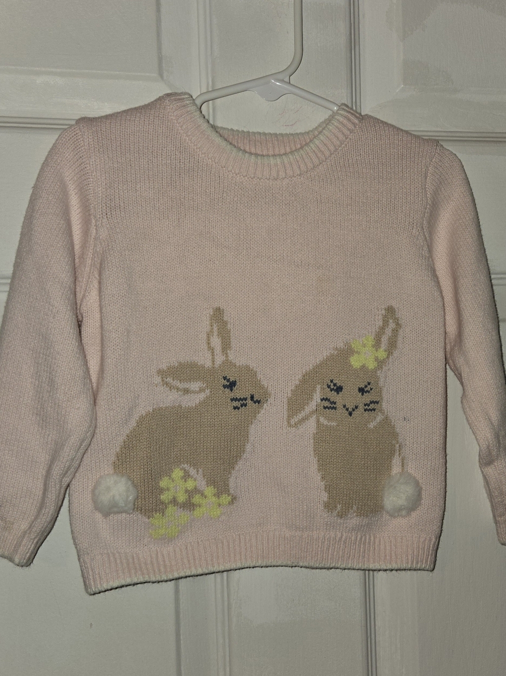 Wonder Nation Light Pink Bunny Pom Crewneck Sweater SZ 2T